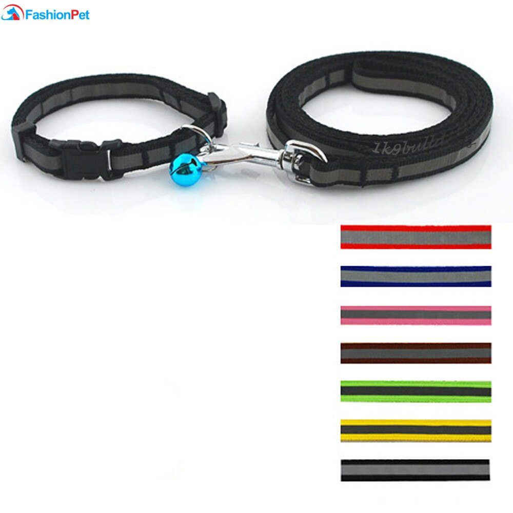 (20 Pieces/Lot) New Fashion Nylon Dog Collar Dot/Reflective Style Pet Dog Collar and Leash Lead Set with Bell