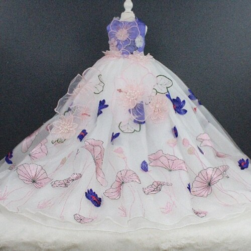 Pet Dog Dress Handmade Embroidery Three-Dimensional Flower Princess Trailing Wedding Dress Puppy Clothes For Small Dogs Poodle