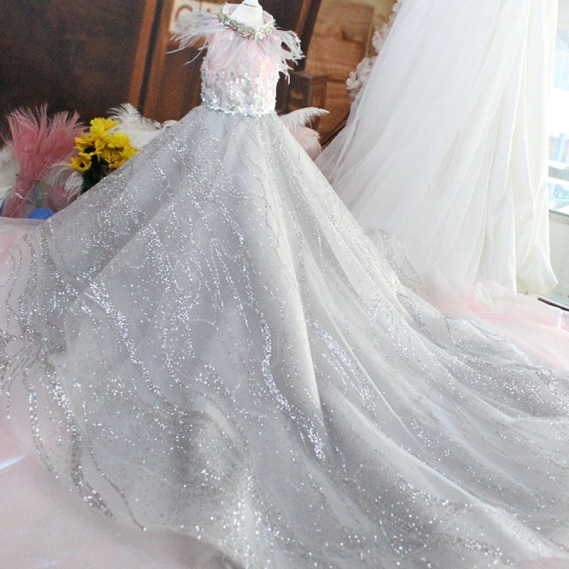 Pet Dog Dress Luxury Princess Wedding Trailing Dress Puppy Clothes  Sequin Embroidery For Small Dogs Lace Dress Chihuahua Pug