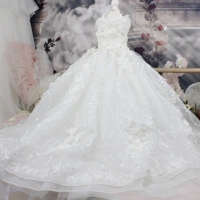 Pet Dog Dress Luxury Princess Trailing Wedding Dress For Small Dogs Handmade White Embroidery Lace Puppy Clothes Skirt Chihuahua