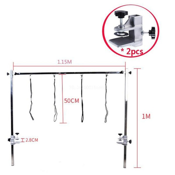 Pet Grooming Desk Hanger stainless steel support for Professional Dog Beauty Table Dog Accessories with 4 *slings 2*Clips