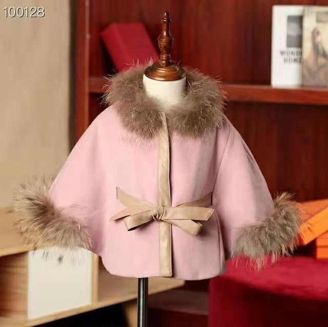 Hot Sale Cashmere Coat Children cloak With Natural Raccoon Dog Fur Jacket Modis Overcoat Kids Clothes Real Fur Coat Y1973
