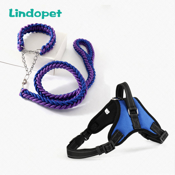 Large Pet Dog Collar Harness Leash Set Traction Rope Walk The Dog P Chain Pet Lead Harness Vest for Medium Large Dogs