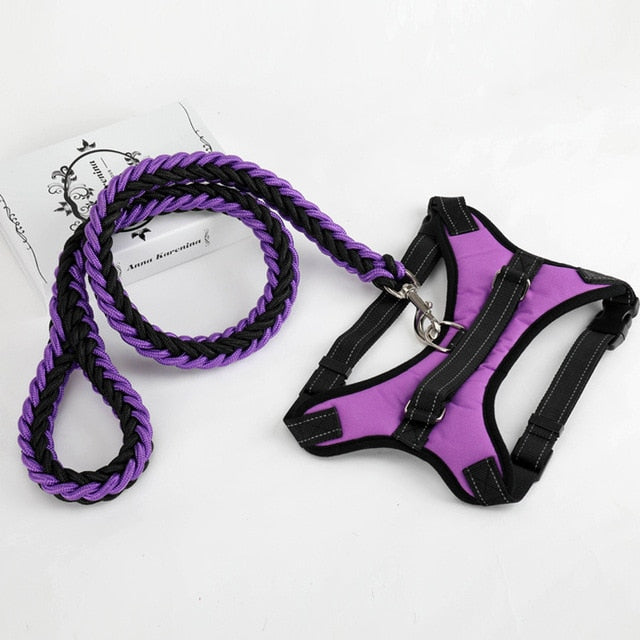 Large Pet Dog Collar Harness Leash Set Traction Rope Walk The Dog P Chain Pet Lead Harness Vest for Medium Large Dogs