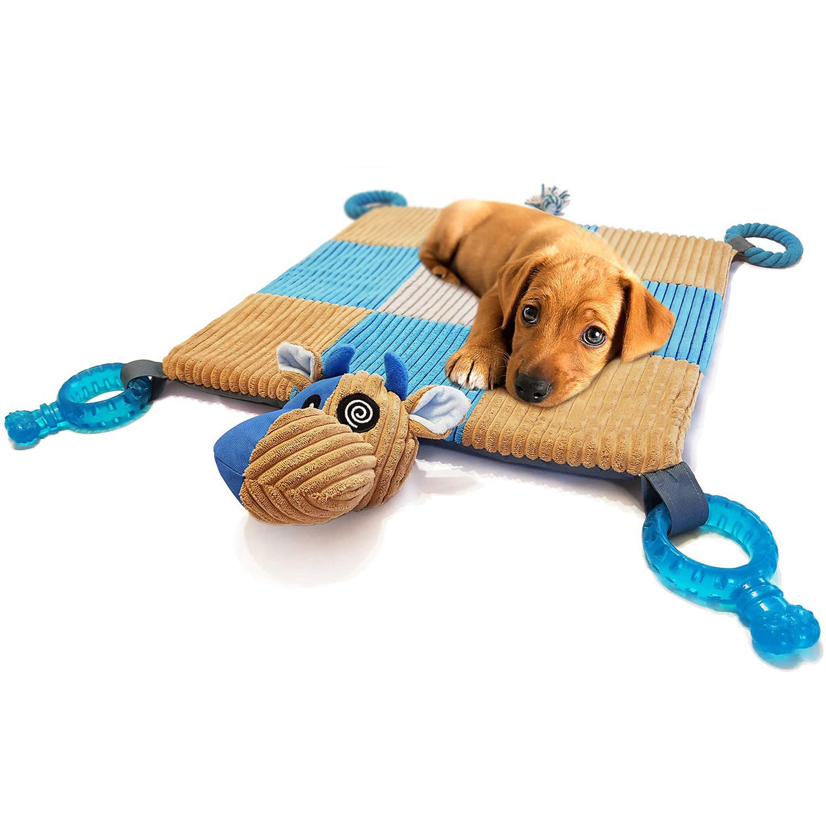 Fashion Pet Dog Mat Relieve Stress toys Teething Ropes Dental Grade Quality  Squeaker Nose  Plush Padded Mat Chew Toys