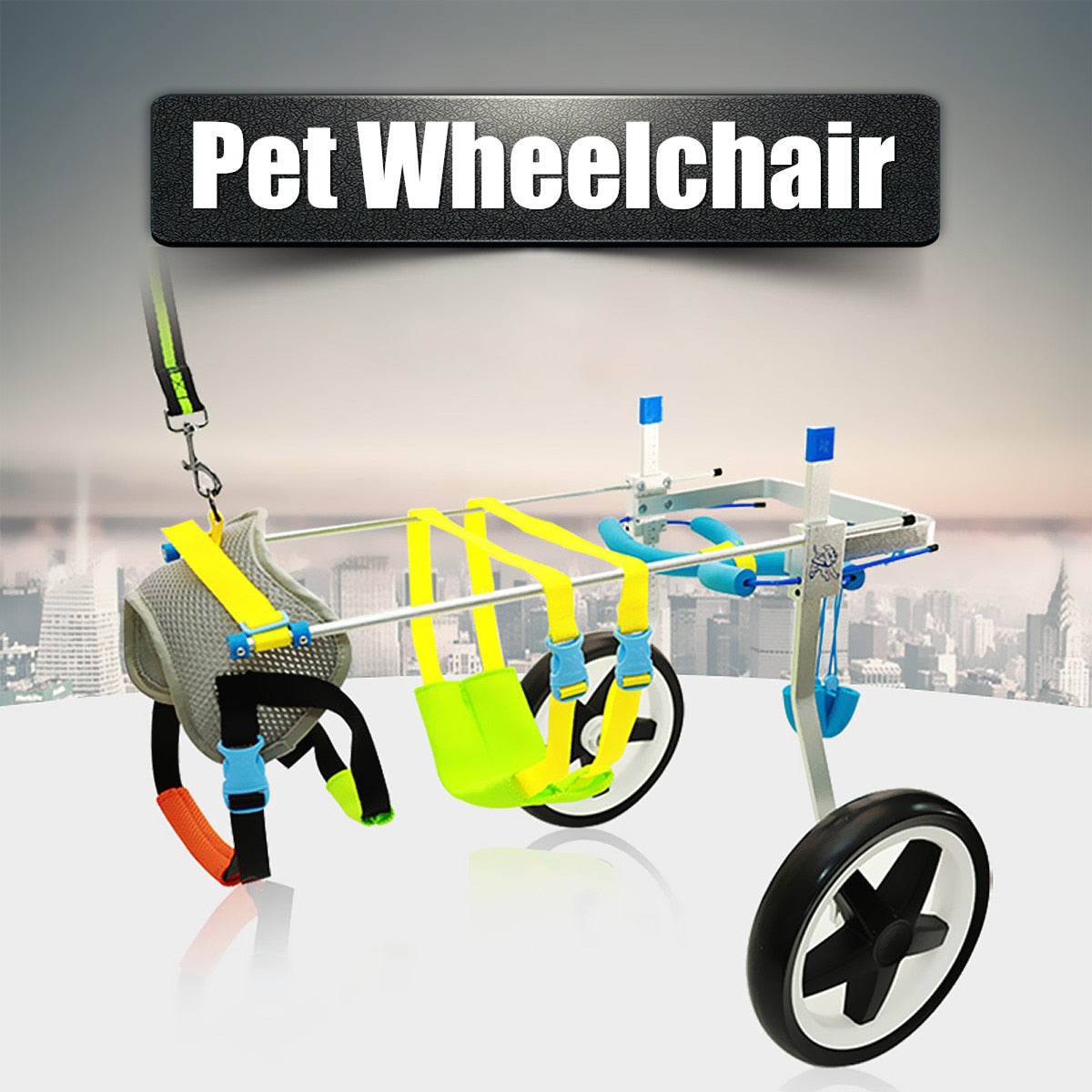 For Handicapped Hind Leg 7.5" Pet Dog Cat Wheelchair Walk Cart Scooter Aluminium Height/Length/Width Can be Adjusted Lightweight