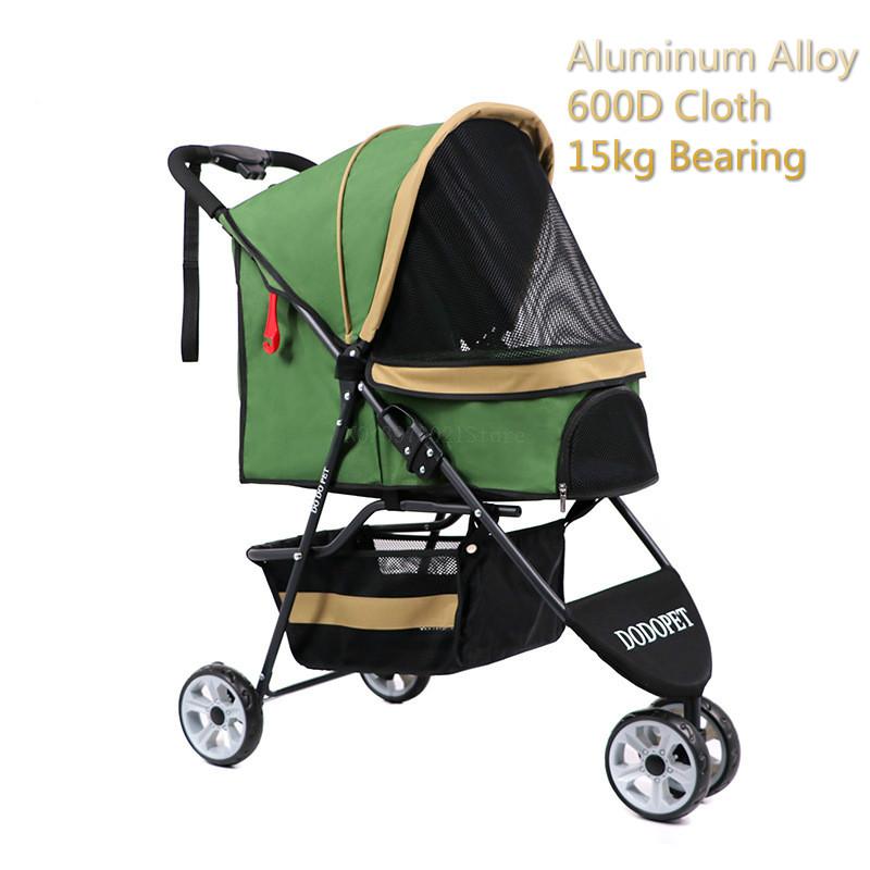 High-grade Pet Stroller Breathable Aluminum Alloy+600D Cloth Pet Stroller Quick-foldable 3 Wheel Dog Cat Seat Bag 15kgBearing