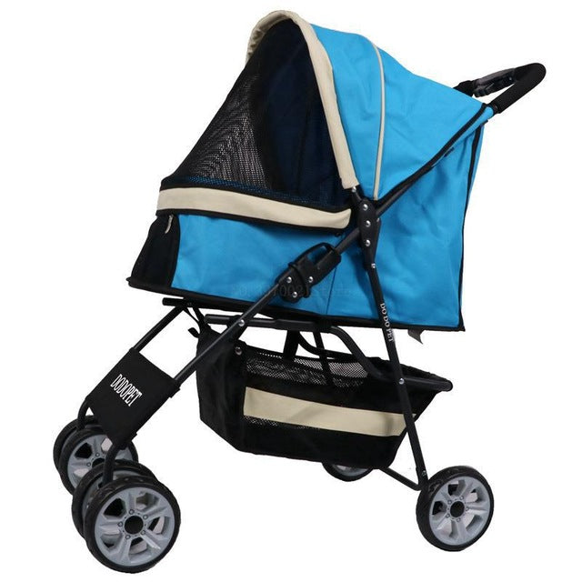 High-grade Pet Stroller Breathable Aluminum Alloy+600D Cloth Pet Stroller Quick-foldable 3 Wheel Dog Cat Seat Bag 15kgBearing