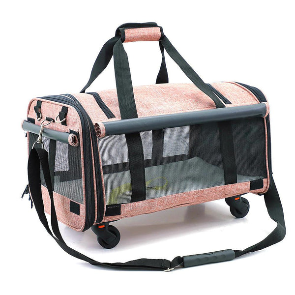 Breathable collapsible pet Cart portable pet bag out portable travel dog bag cat bag pet cage with universal wheel