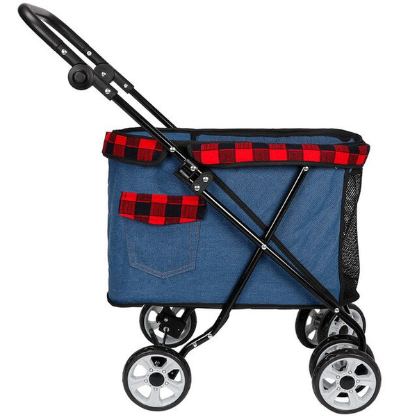 2019 New Lightweight  Folding Pet Stroller Dog Cart Cat Stroller Four Wheel Outdoor Travel Supplies Dog Carrier Pet Stroller