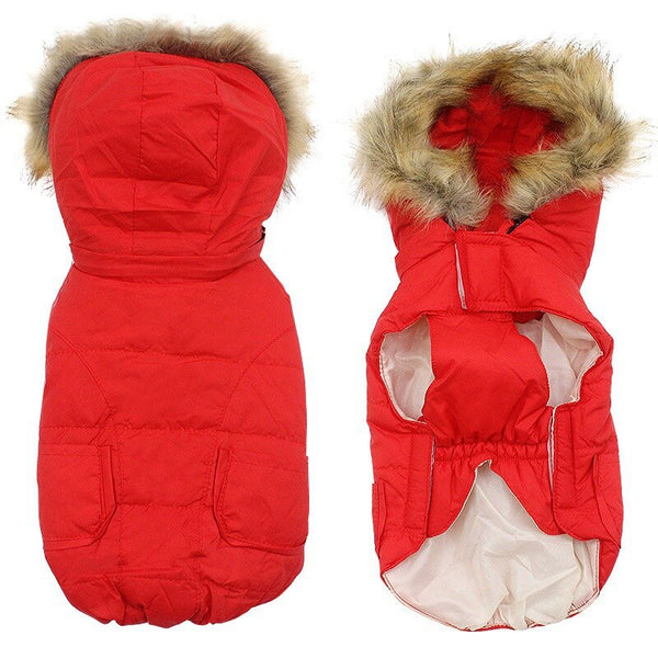 Winter Pet Dog Clothes Puppy Down Jacket For Pug Chihuahua French Bulldog Hooded Fur Collar Coats Dogs Pets Fluffy Clothing