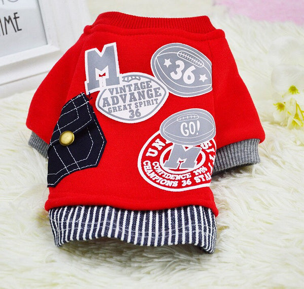 50 pcs/lot New Style Fall And Winter Pets Coats Soft Cotton Puppy Dog Clothes Dog Clothing Word Pocket Sweater With 6 Size