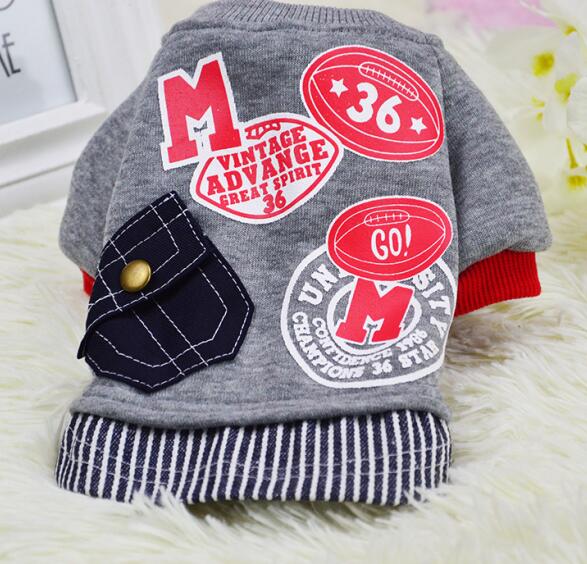 50 pcs/lot New Style Fall And Winter Pets Coats Soft Cotton Puppy Dog Clothes Dog Clothing Word Pocket Sweater With 6 Size