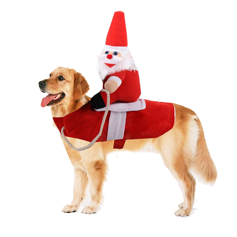 Funny Pet Outfit Riding Clothes Dog Christmas Santa Dog Costumes Holiday Party Dressing up Clothing Outfit Coat  for Dogs n