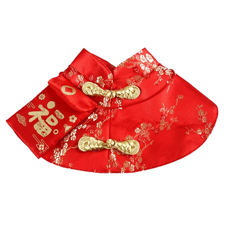 Pet Cat  Year Cloak Clothes Party Costume Chinese Style Tang Dynasty Dress Festival Cloak with Red Envelope for Kitten Yorkie