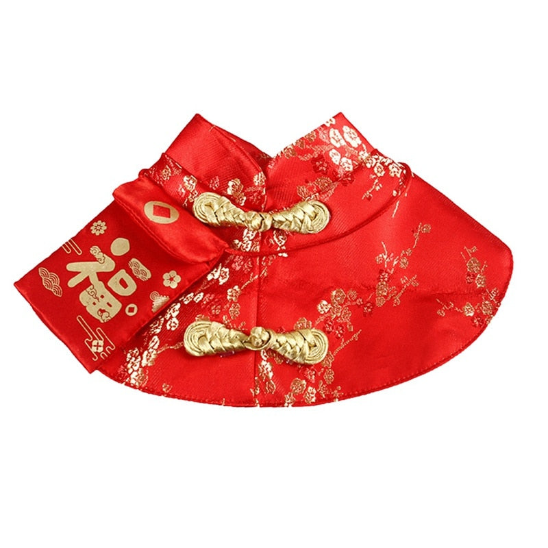 Pet Cat  Year Cloak Clothes Party Costume Chinese Style Tang Dynasty Dress Festival Cloak with Red Envelope for Kitten Yorkie