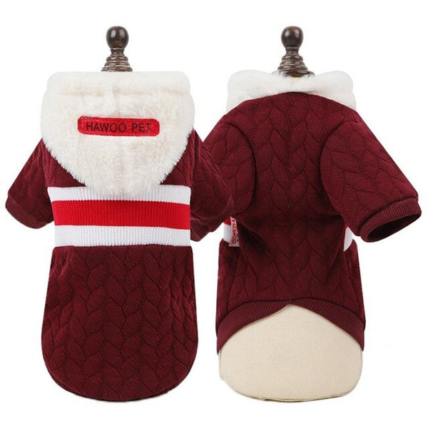 Pet dog clothes pet wool stitching hooded two-legged sweater autumn and winter sweater