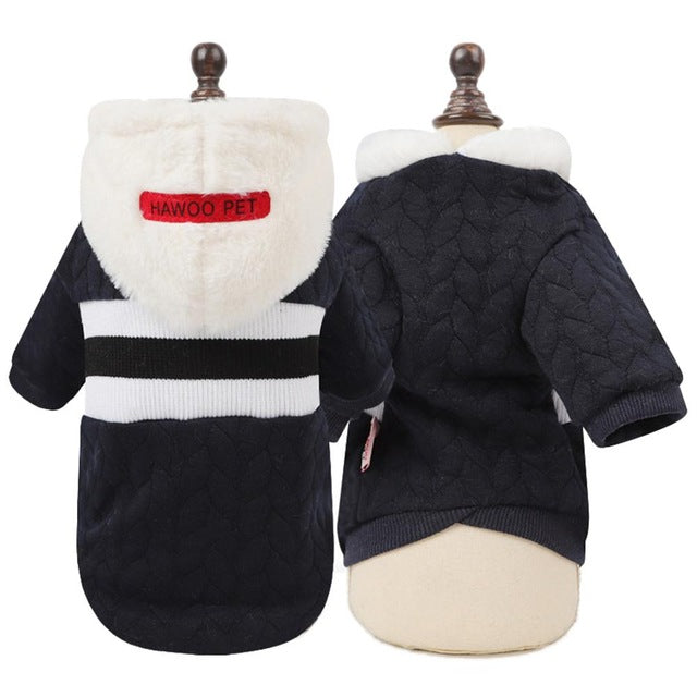 Pet dog clothes pet wool stitching hooded two-legged sweater autumn and winter sweater