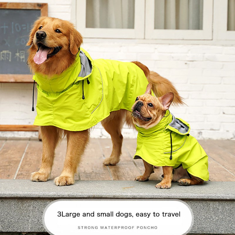 Dog Raincoat dog clothes Waterproof Nylon Golden-haired Raincoat Cloth High Collar Detachable Cap  for Dogs Cats