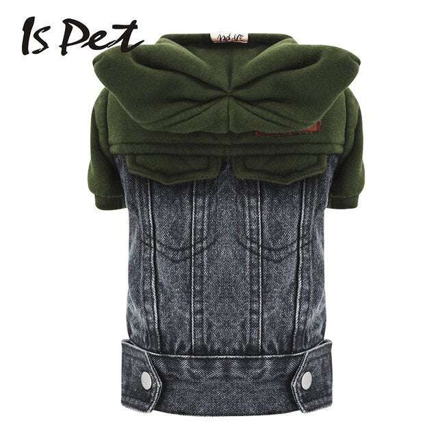 Pet Dog Cat Clothing Pet Clothes Teddy Schnauzer Winter Suit Cotton Jeans Jacket Anti-stati Cat Dog Hoodie  Dog Clothes