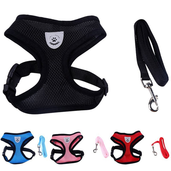 Breathable Dog Pet Harness and Leash Set Air Nylon Mesh Puppy Small Dogs Cat Clothes Accessories Puppy Vest Net For Chihuahua