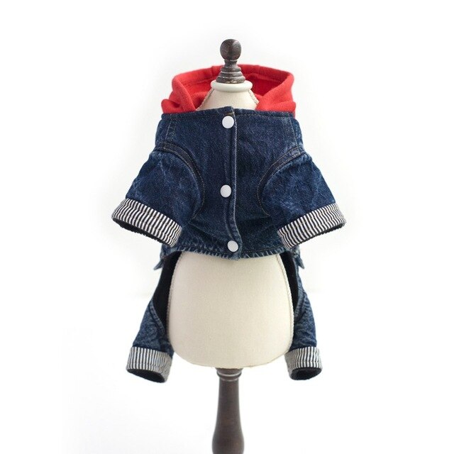 Dog Autumn Or Winter Fashion Cute Thicken Red Hat And Four-legged Jeans Pet Clothes