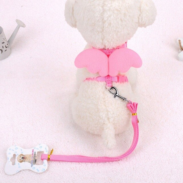 Dog Collar Pet Dog Angel Wings Belt And Collar Adjustable Puppies Lead Traction Belt Pet Out Accessories