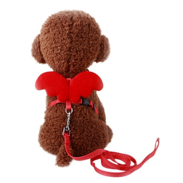 Dog Collar Pet Dog Angel Wings Belt And Collar Adjustable Puppies Lead Traction Belt Pet Out Accessories
