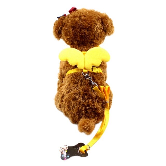 Dog Collar Pet Dog Angel Wings Belt And Collar Adjustable Puppies Lead Traction Belt Pet Out Accessories