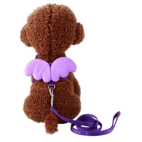 Dog Collar Pet Dog Angel Wings Belt And Collar Adjustable Puppies Lead Traction Belt Pet Out Accessories