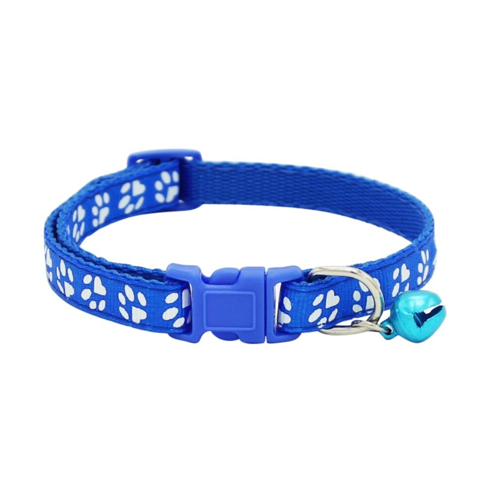 Pet Collar Dog Cat pet Accessories Footprint Safety Adjustable Nylon Leash Collars with Bell Pet Accessories