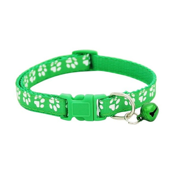 Pet Collar Dog Cat pet Accessories Footprint Safety Adjustable Nylon Leash Collars with Bell Pet Accessories