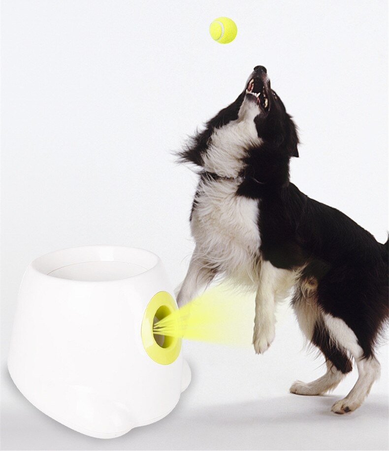 Nicrew Dog Pet Toys Tennis Launcher Automatic Throwing Machine Dog Pet Ball Throwing Device 3/6/9m Section Emission With 3 Balls