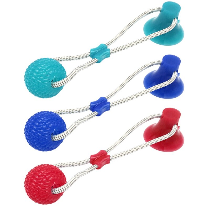 Pet Toys with Suction Cup Dog Push Pet Molar Bite Rubber Chew Ball Cleaning Teeth Soft Safe Biting Toy for Puppy Small Dogs n