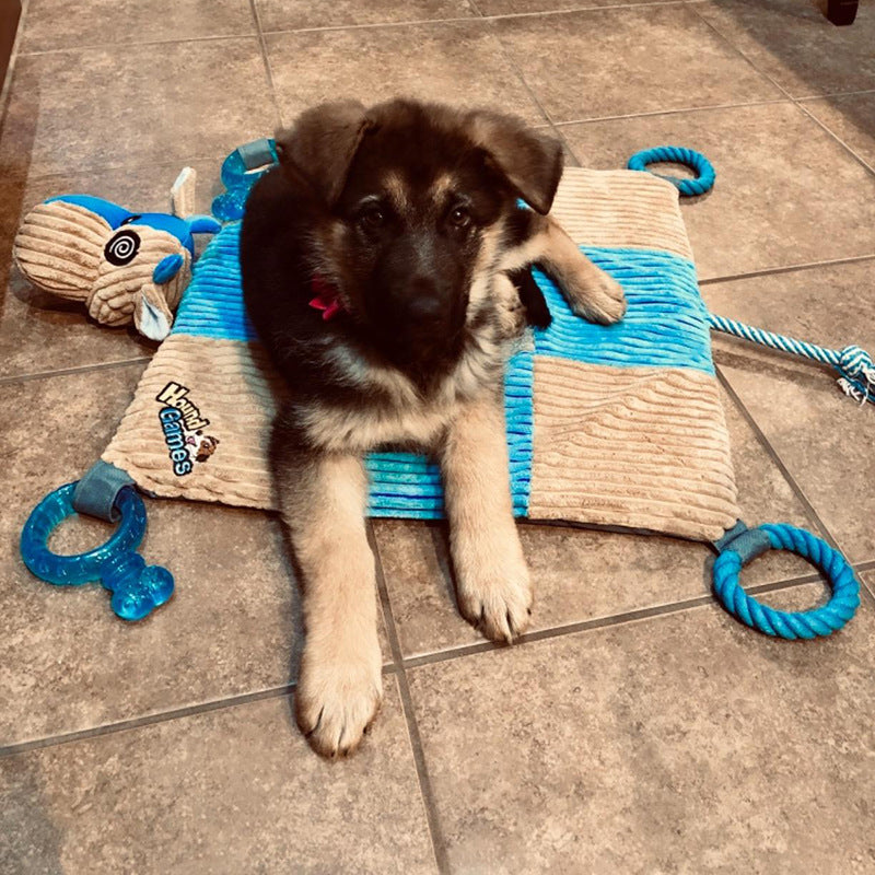 Fashion Pet Dog Mat Relieve Stress toys Teething Ropes Dental Grade Quality  Squeaker Nose  Plush Padded Mat Chew Toys