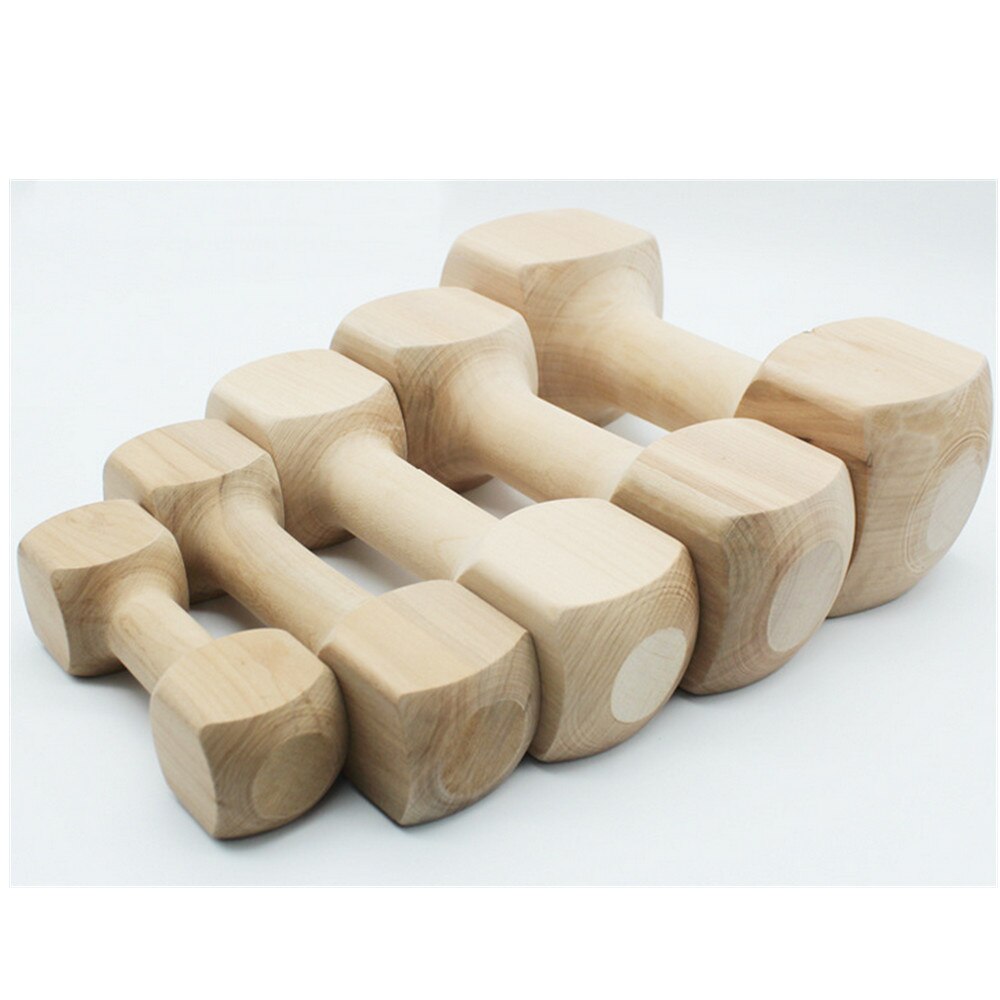 5PCS Hateli Solid Wood Bone Dumbbell Dog Toy Pet Bite Rubber Molar Bone Bite Resistant Toy