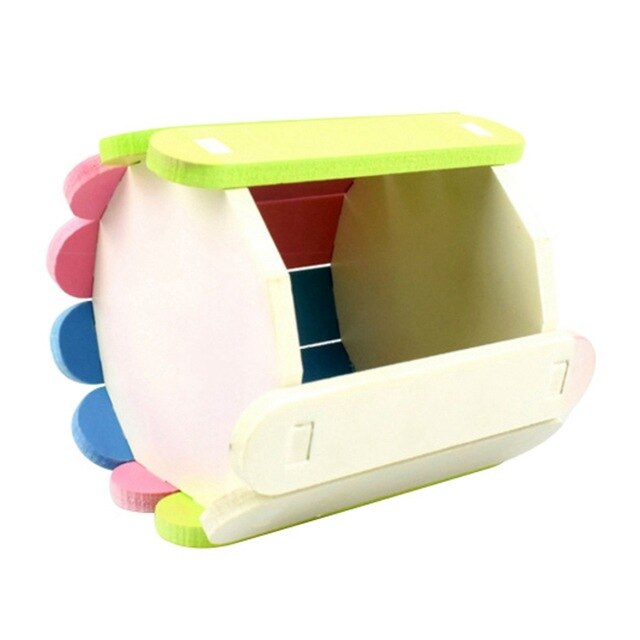 Self Assembly Hamster Toy Roller Rainbow Wood Exercise Sports Colorful Small Pet Tunnel