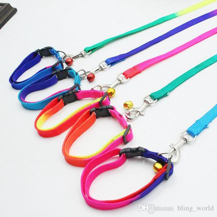 Rainbow Dog Leashes Nylon Adjustable Pet Dog Collar  Necklace Rope Collar Pet Supplies 1*120cm