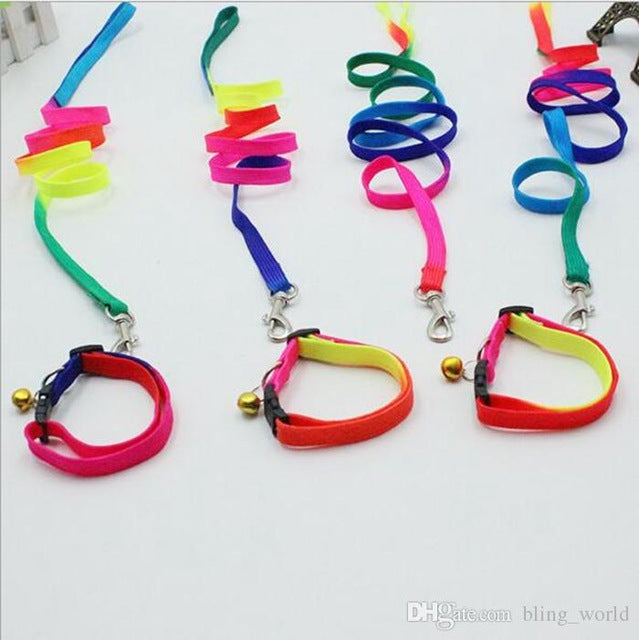 Rainbow Dog Leashes Nylon Adjustable Pet Dog Collar  Necklace Rope Collar Pet Supplies 1*120cm
