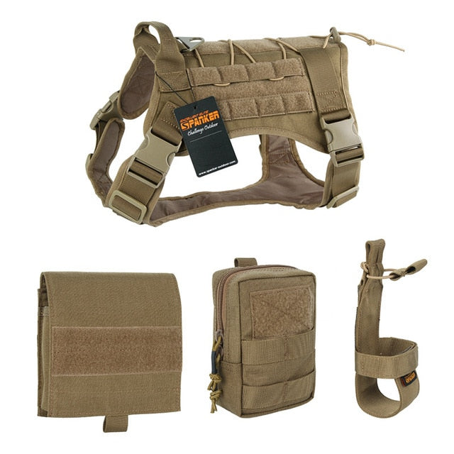 EXCELLENT ELITE SPANKER Tactical Battle Dog Clothes Suit Military Outdoor Training Molle Vest Harness Pets Hunting Accessories