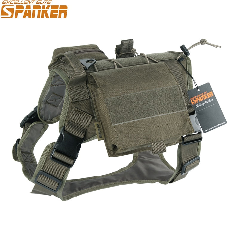 EXCELLENT ELITE SPANKER Tactical Battle Dog Clothes Suit Military Outdoor Training Molle Vest Harness Pets Hunting Accessories