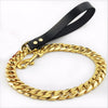 Metal Stainless Steel Pet Chain Dog Leash  Steel Chain Martingale High-end custom Show Leather Handle Bully dogs Doberman