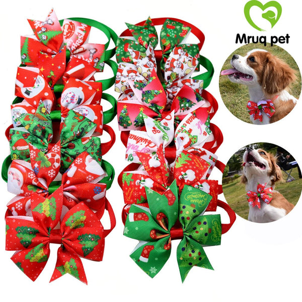 200pcs/Lots Christmas Cat Dog Bow Ties Adjustable Pet Puppy Dog Bowties Dog Collar Dog Neck ties Wholesale Pet Supplies