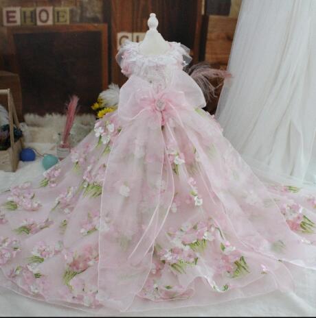 OnnPnnQ Pet Dog Dress Princess Party Pink Lace Tutu Dresses Trailing Wedding Dresses Printed Luxury Dog Clothes Chihuahua Poodle