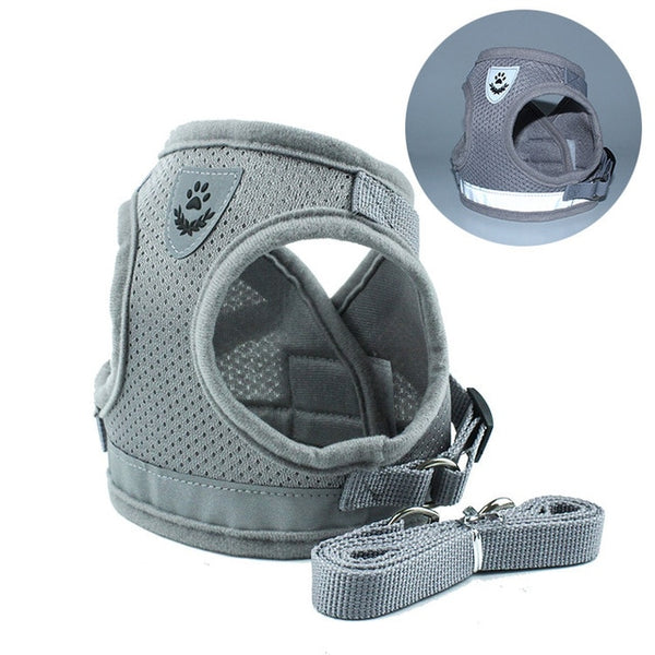 Dog Cat Harness Pet Adjustable Reflective Vest Walking Lead Leash for Puppy Polyester Mesh Harness for Small Medium Dog