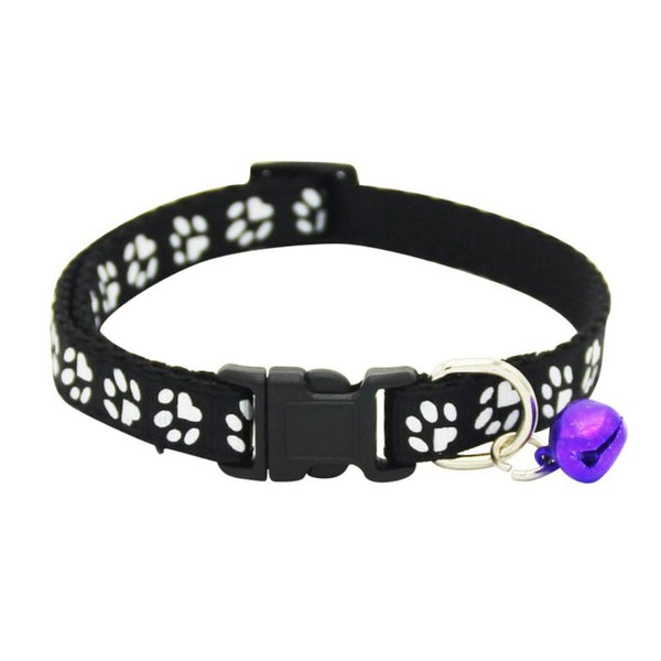 Pet Collar Dog Cat Pet Accessories Footprint Safety Adjustable Nylon Leash Collars With Bell Pet Accessories