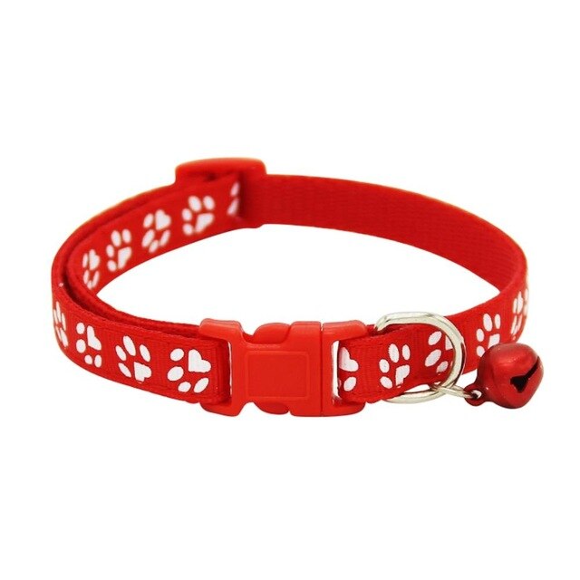 Pet Collar Dog Cat Pet Accessories Footprint Safety Adjustable Nylon Leash Collars With Bell Pet Accessories