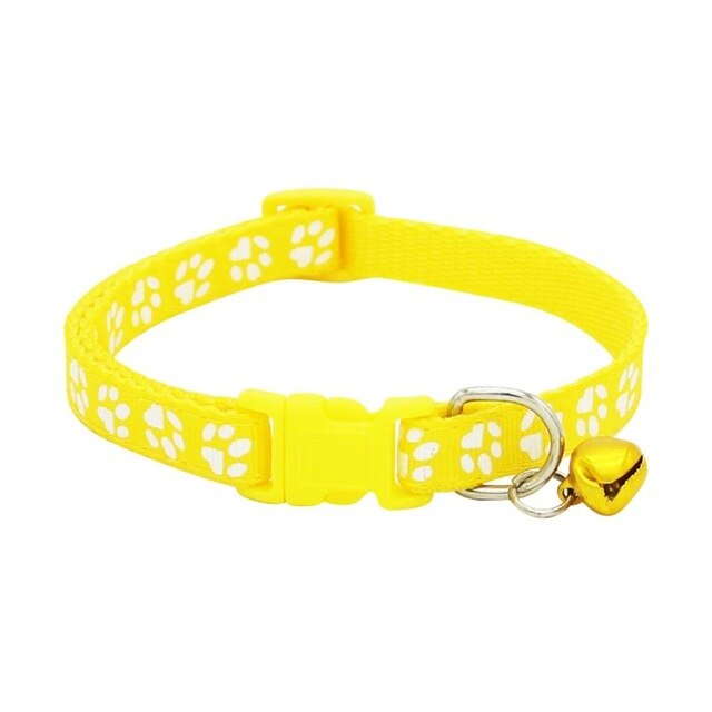 Pet Collar Dog Cat pet Accessories Footprint Safety Adjustable Nylon Leash Collars with Bell Pet Accessories