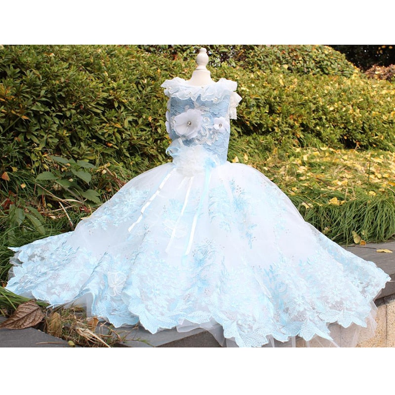 OnnPnnQ Pet Dog Lace Super Luxury Dress For Samll Dogs Clothes Princess Noble Long Trailing Wedding Tutu Dresses Puppy Chihuahua