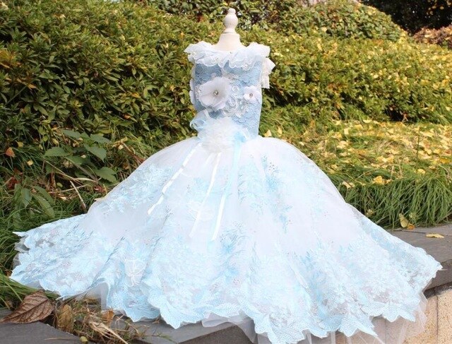 OnnPnnQ Pet Dog Lace Super Luxury Dress For Samll Dogs Clothes Princess Noble Long Trailing Wedding Tutu Dresses Puppy Chihuahua